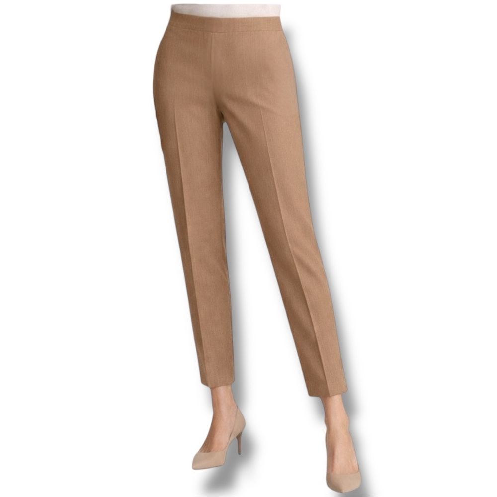 Piazza Sempione Honia Beige Pinstripe Italian Tailored Side Zip Ankle Trousers